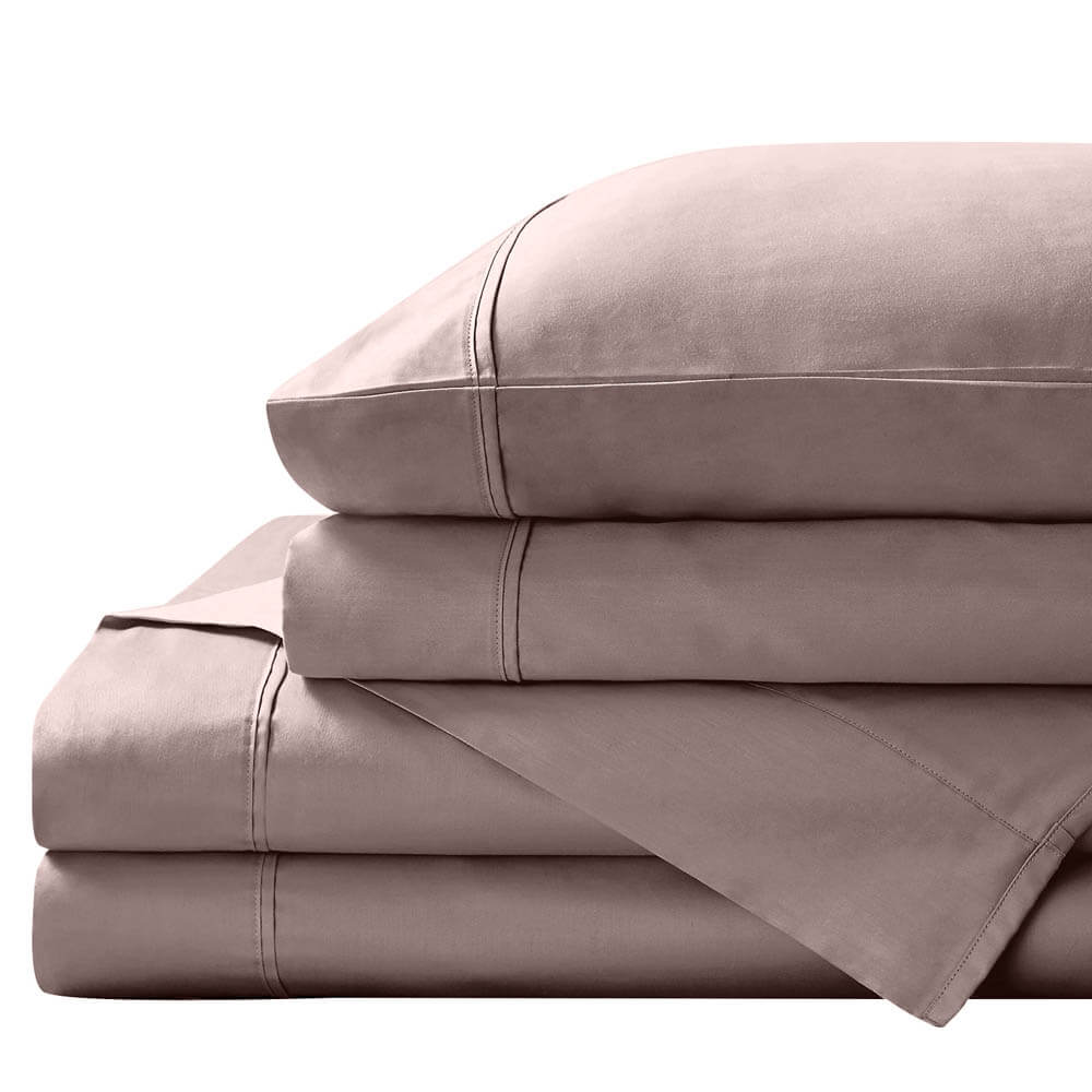 Royal Comfort 1500TC Cotton Rich Fitted Sheet Set, 4 Pieces (Stone) - Queen