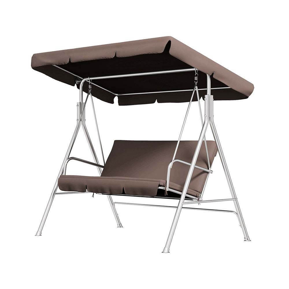 Milano Outdoor Steel Swing Chair Coffee Original Mattress