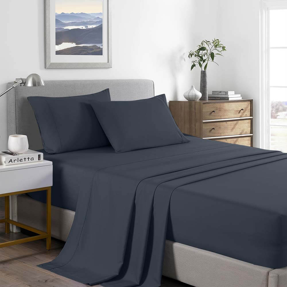 Royal Comfort Bamboo Cooling 2000TC Sheet Set Double Charcoal