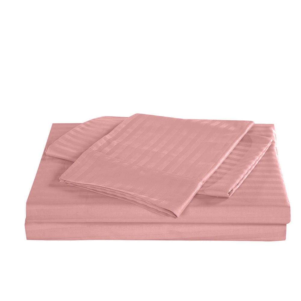 Royal Comfort Kensington 1200TC 100% Cotton Stripe Sheet Set Double Desert Rose