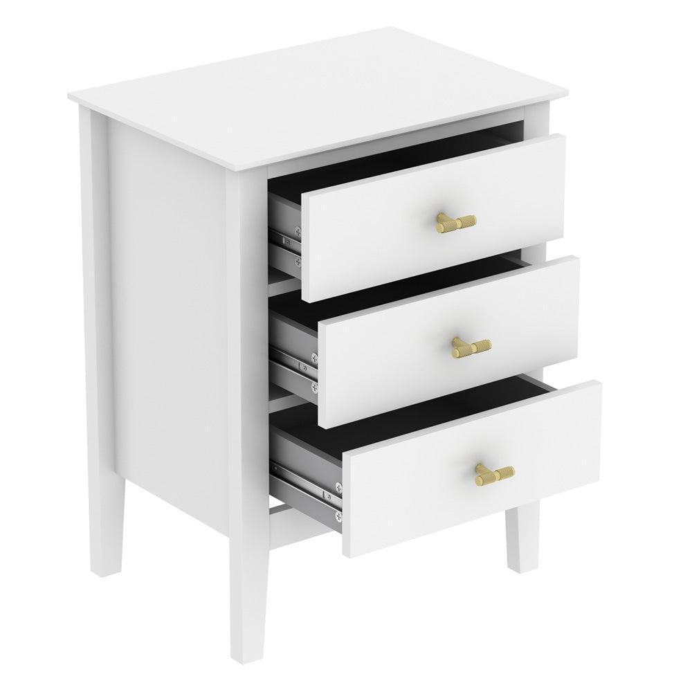 Harper 3 drawer side table - White