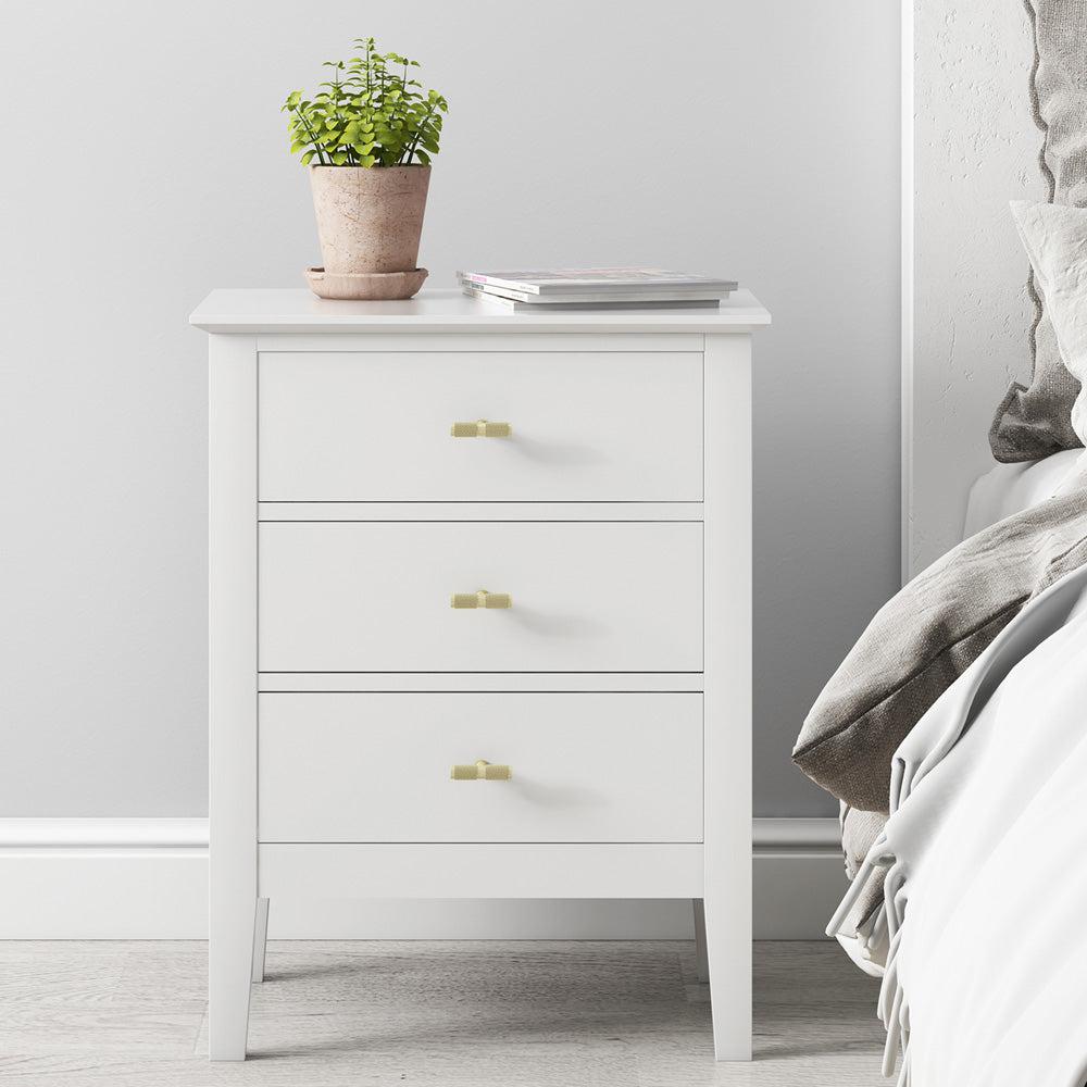 Harper 3 drawer side table - White