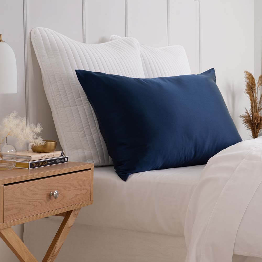 Pure Silk Pillow Case By Royal Comfort-Navy