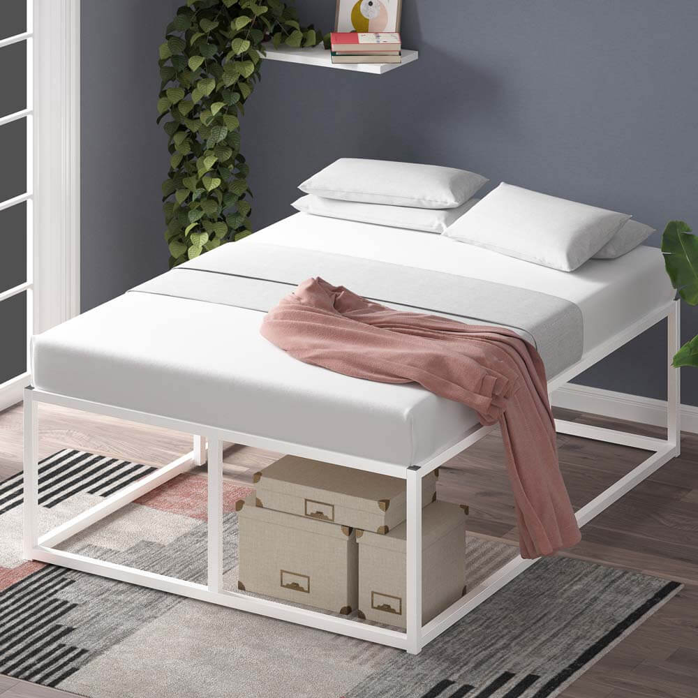 Joseph Metal High Bed Base White Double