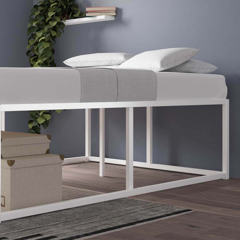 Joseph Metal High Bed Base White Queen