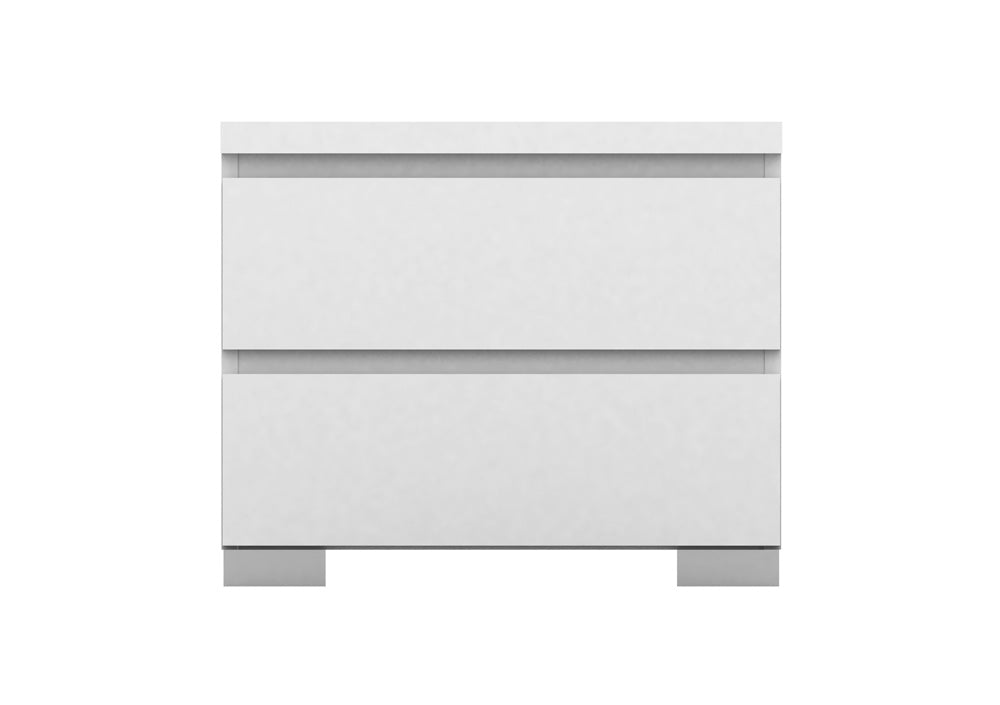 Elara 2 Drawer High Gloss Bedside Table - White