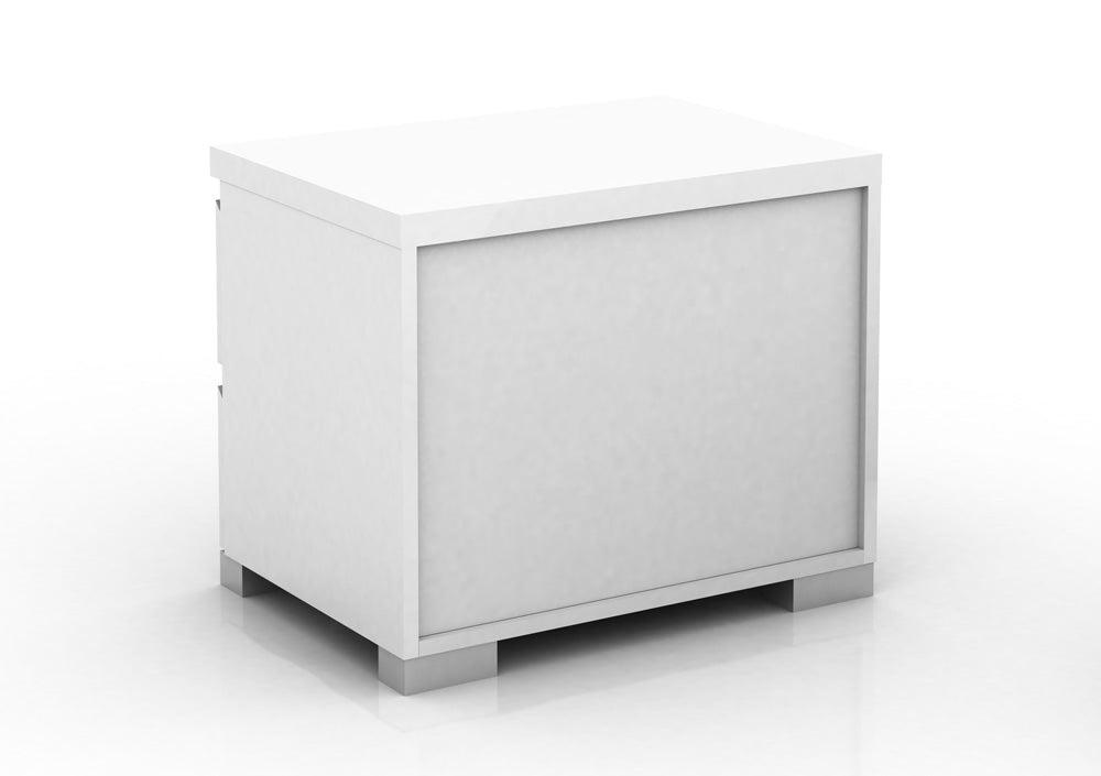 Elara 2 Drawer High Gloss Bedside Table - White