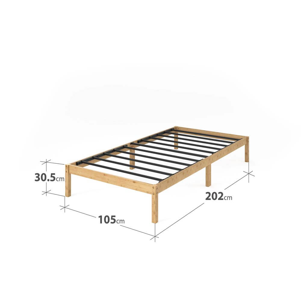 12in Bamboo Black Bed Frame King Single