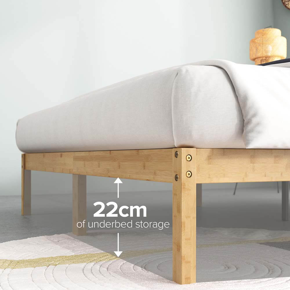 12in Bamboo Black Bed Frame Queen