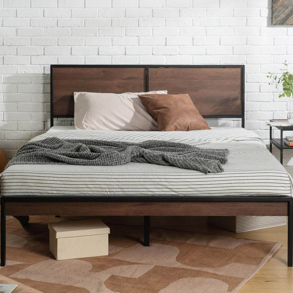 Mory Metal and Wood Bed Frame Queen