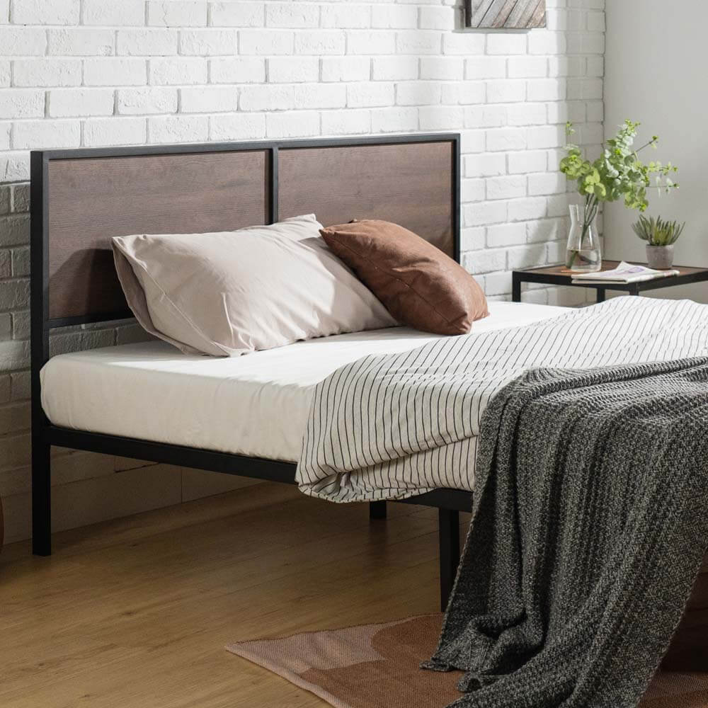 Mory Metal and Wood Bed Frame Queen