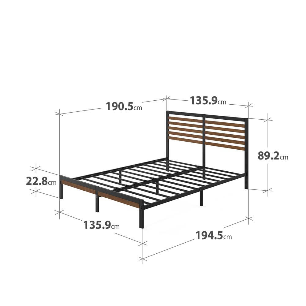 Kai Bamboo Wood and Metal Bed Frame Black Double