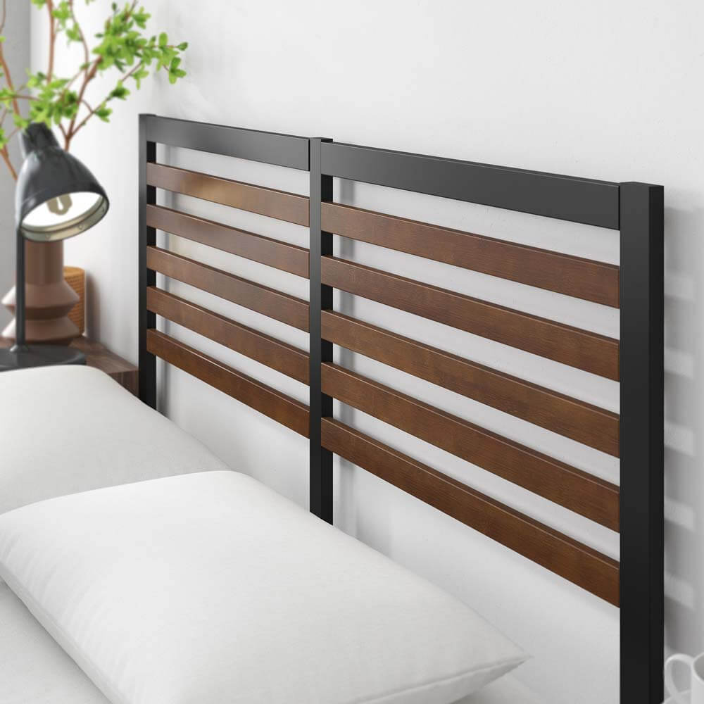 Kai Bamboo Wood and Metal Bed Frame Black Double