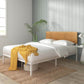 Figari Metal and Bamboo White Bed Frame Double