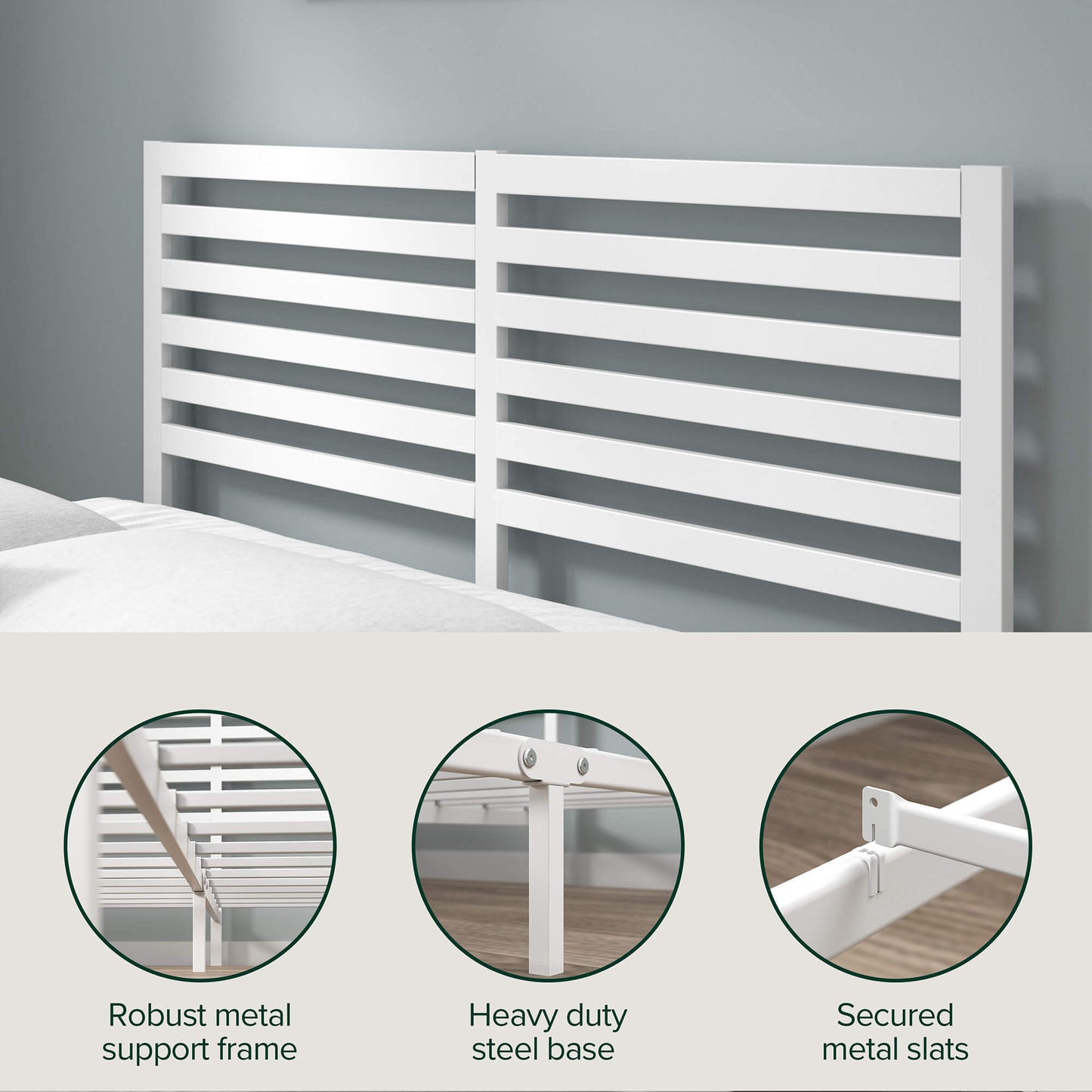 Kai Bamboo and Metal Bed Frame White Queen