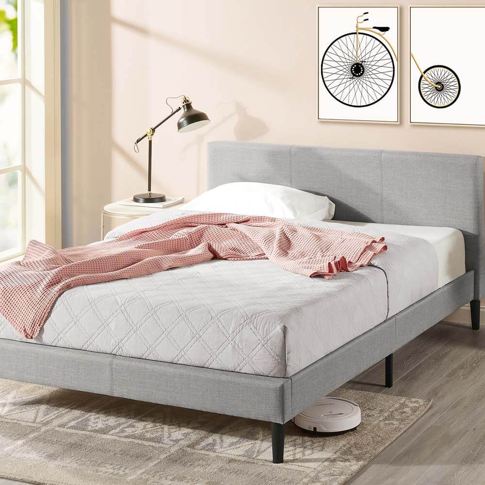 Olivia 30cm Upholstered Double Bed Frame Light Grey