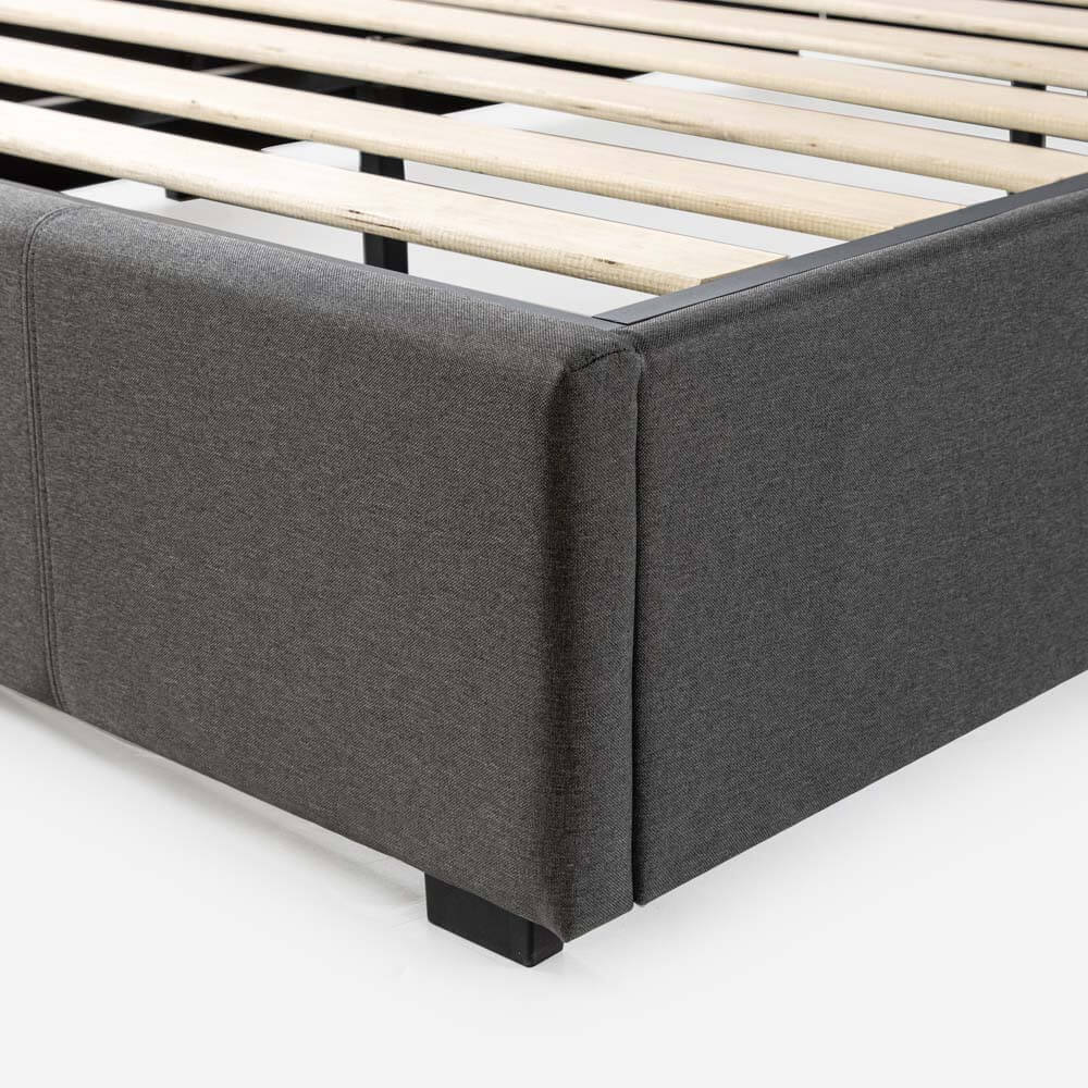 Maddon Fabric Gas Lift Storage Bed Frame Dark Grey Double