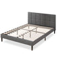 Lottie Square Stitched Upholstered Fabric Bed Frame Dark Grey Queen