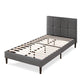 Lottie Square Stitched Upholstered Fabric Bed Frame Dark Grey Double