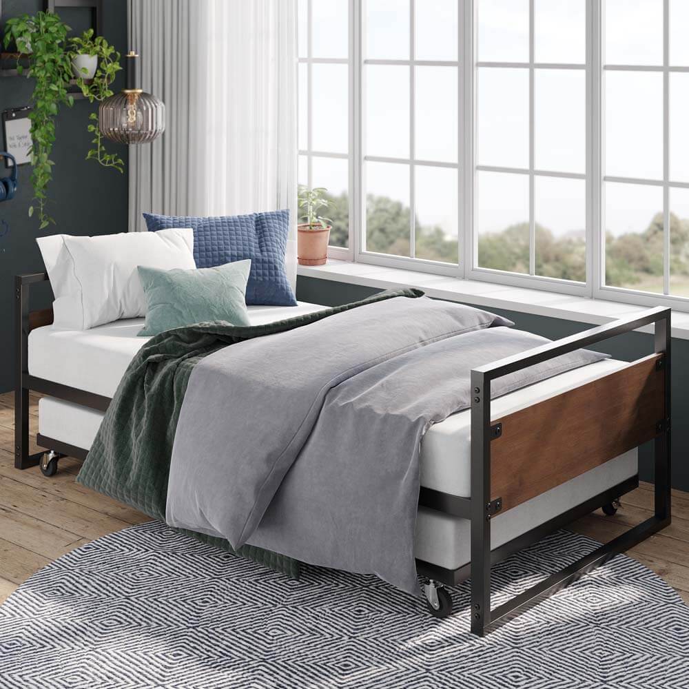 Suzanne Ironline Bamboo Wood and Metal Daybed and Trundle Black