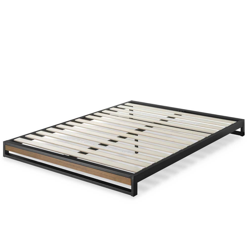 Suzanne Ironline Bamboo Wood and Metal Low Bed Base Black Double