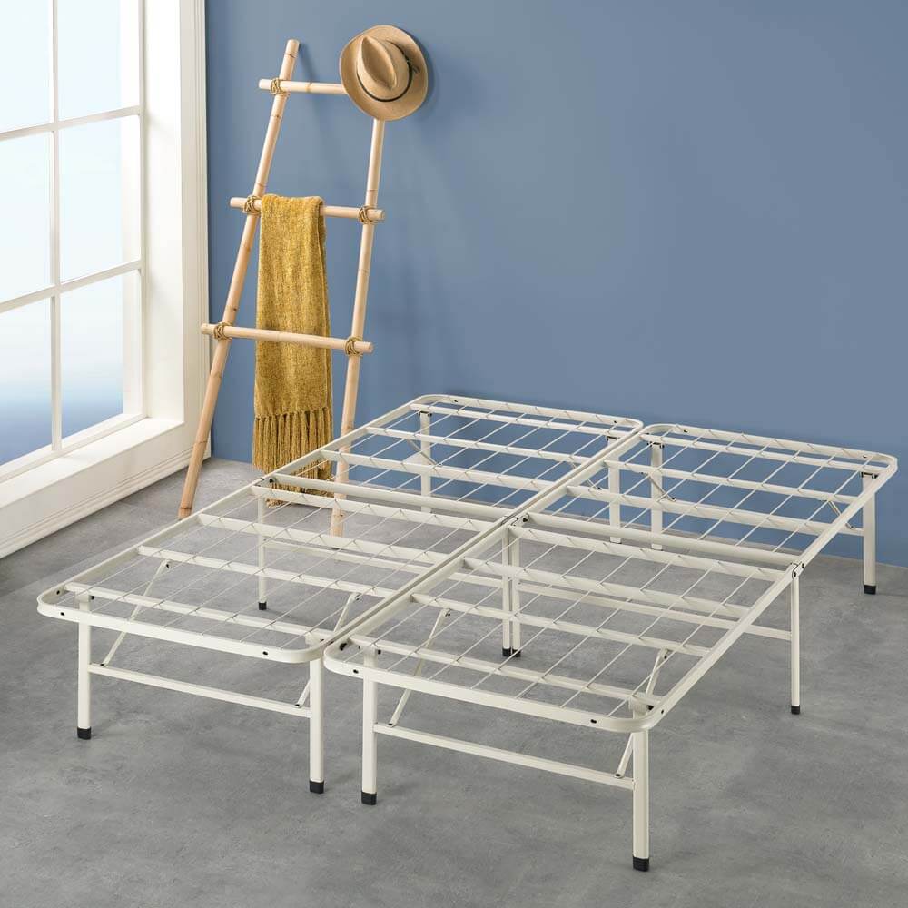 SmartBase Folding Metal Bed Base White Queen