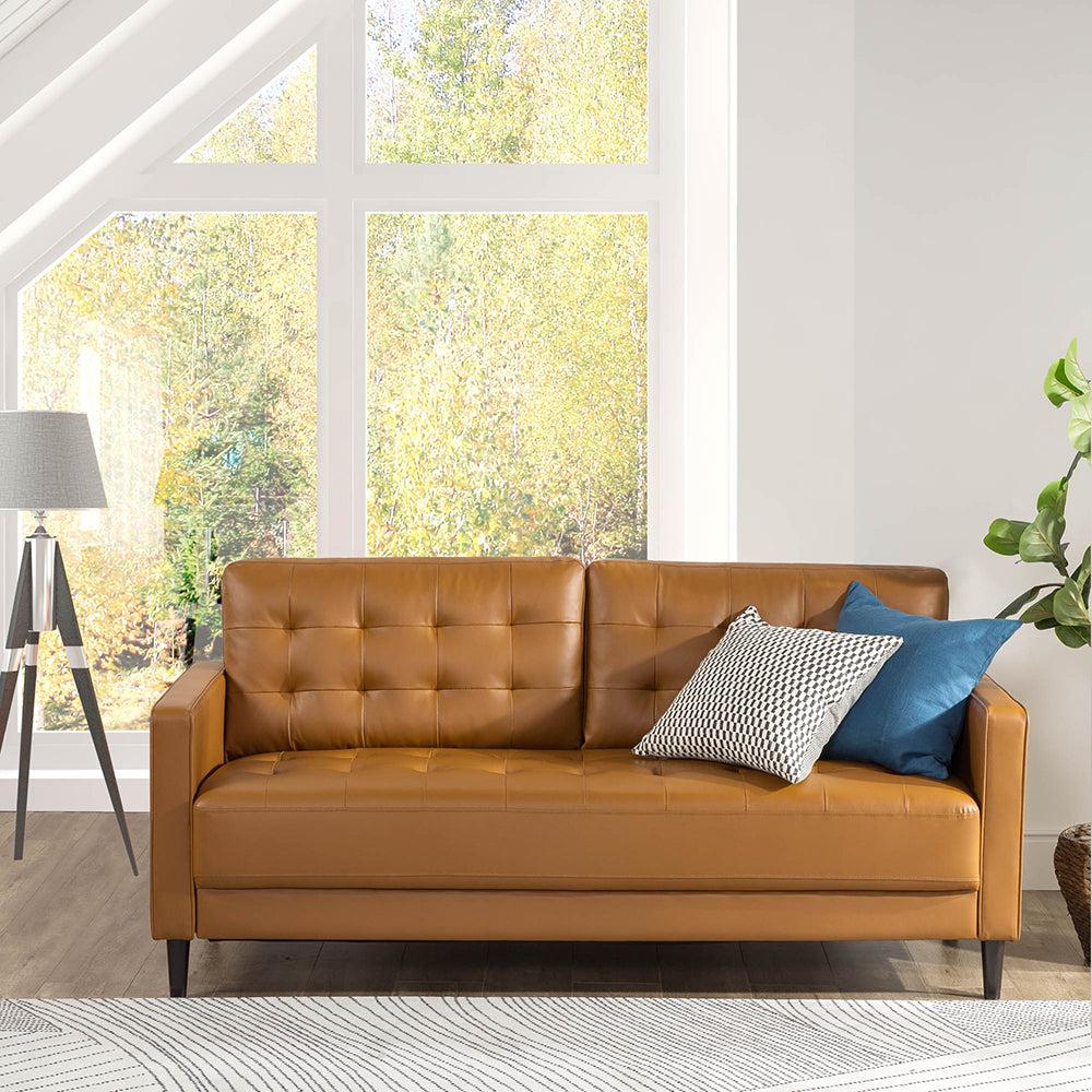 Jazz 3 Seat Sofa Vegan Cognac Faux Leather