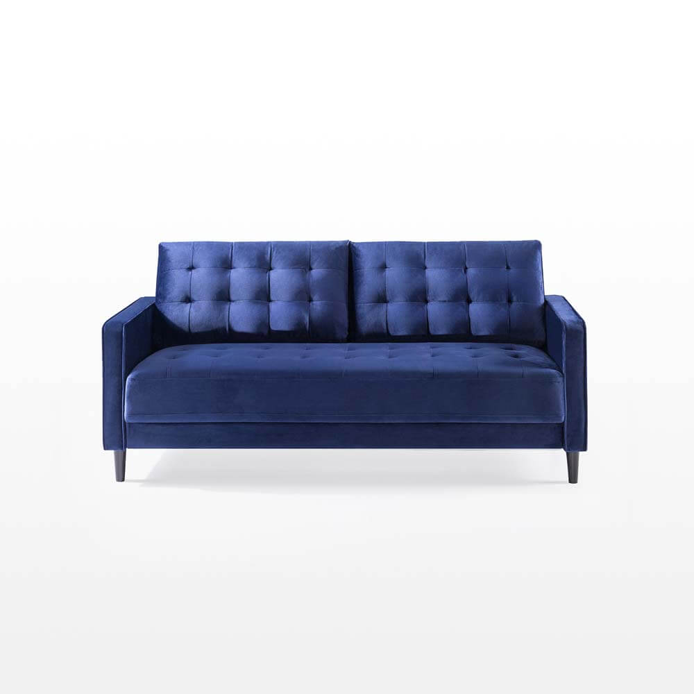 Benton MidCentury 3 Seater Sofa Navy Blue Velvet