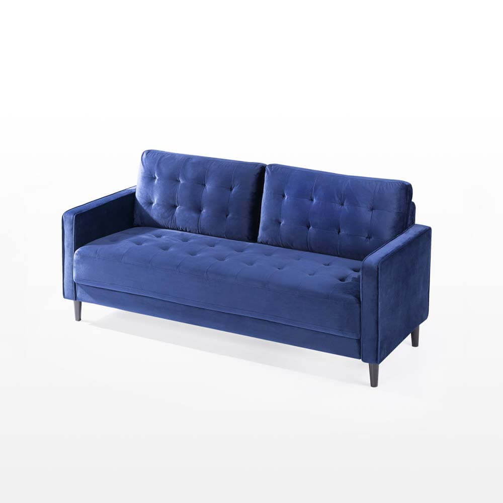 Benton MidCentury 3 Seater Sofa Navy Blue Velvet