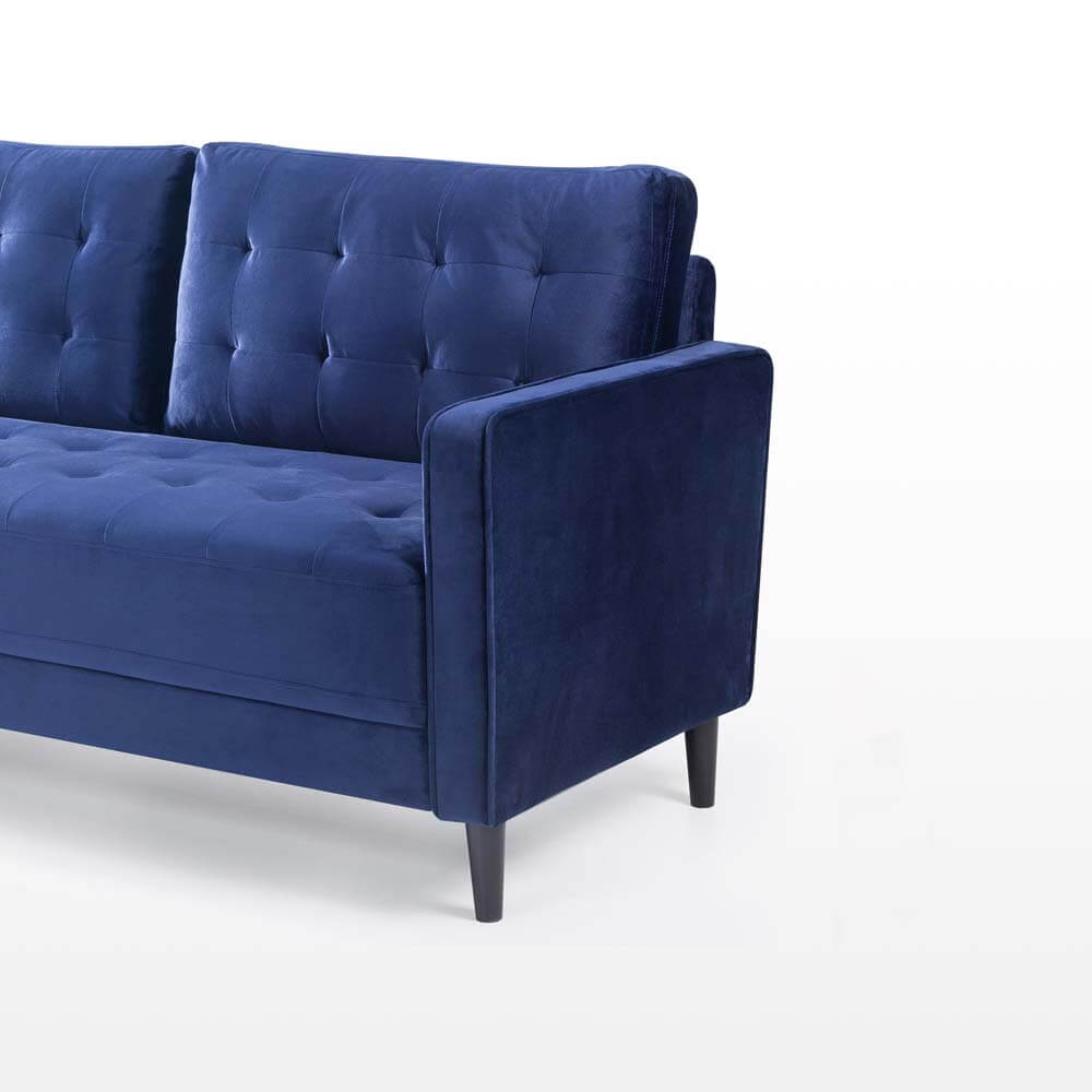 Benton MidCentury 3 Seater Sofa Navy Blue Velvet