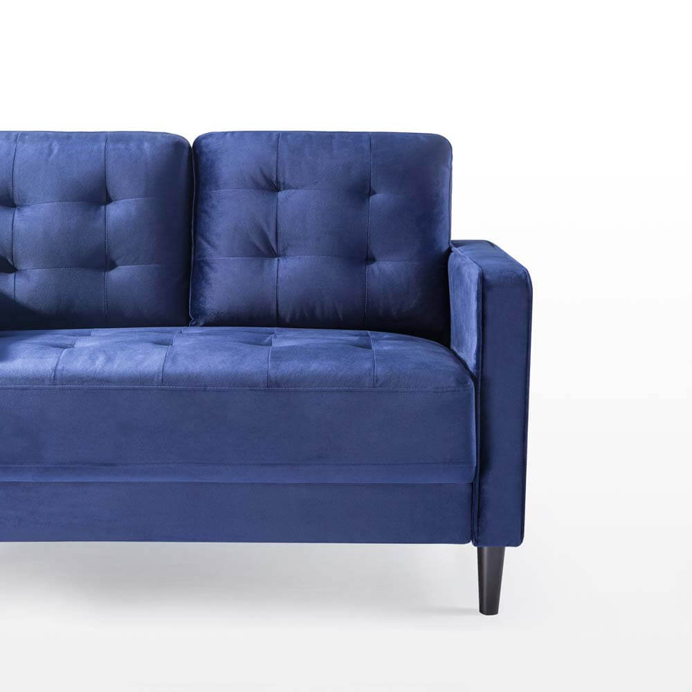 Benton MidCentury 3 Seater Sofa Navy Blue Velvet