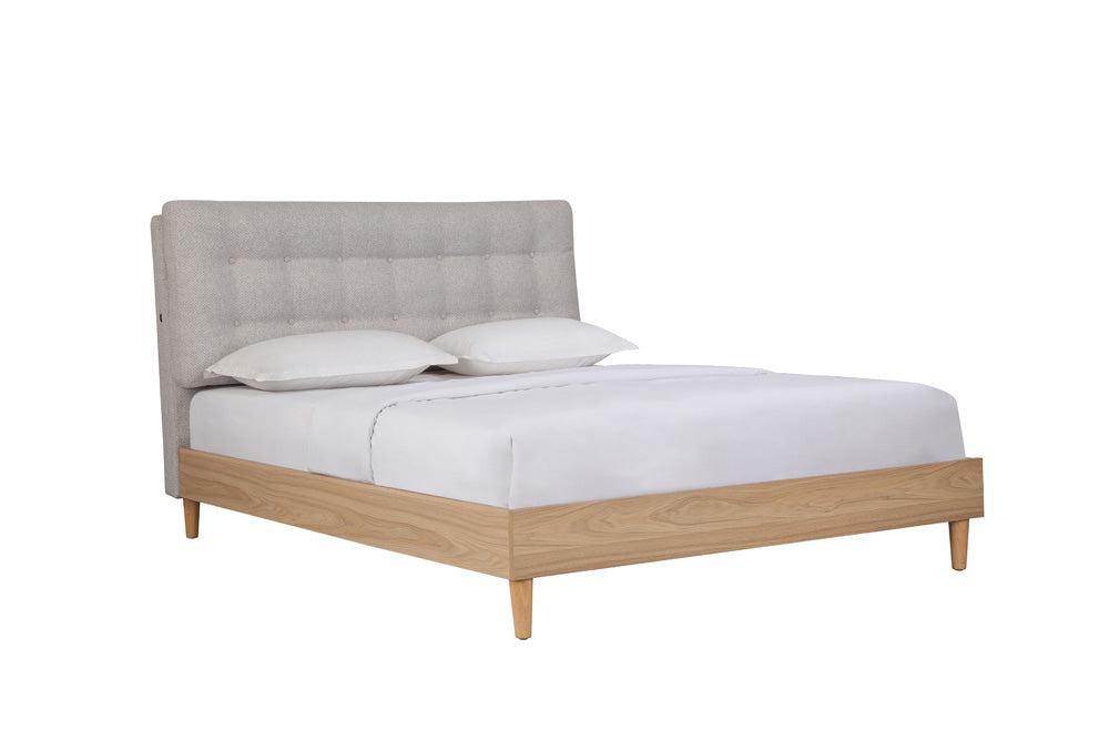 Aria Upholstered Bed Frame Oak Grey Queen