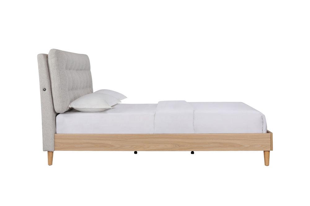 Aria Upholstered Bed Frame Oak Grey Queen