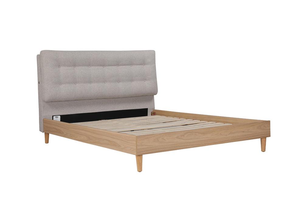 Aria Upholstered Bed Frame Oak Grey Queen