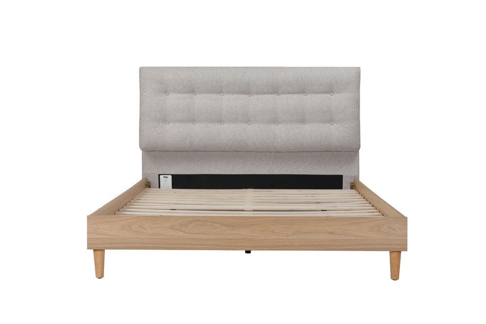 Aria Upholstered Bed Frame Oak Grey Queen