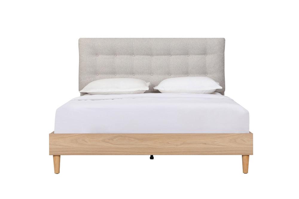 Aria Upholstered Bed Frame Oak Grey Queen