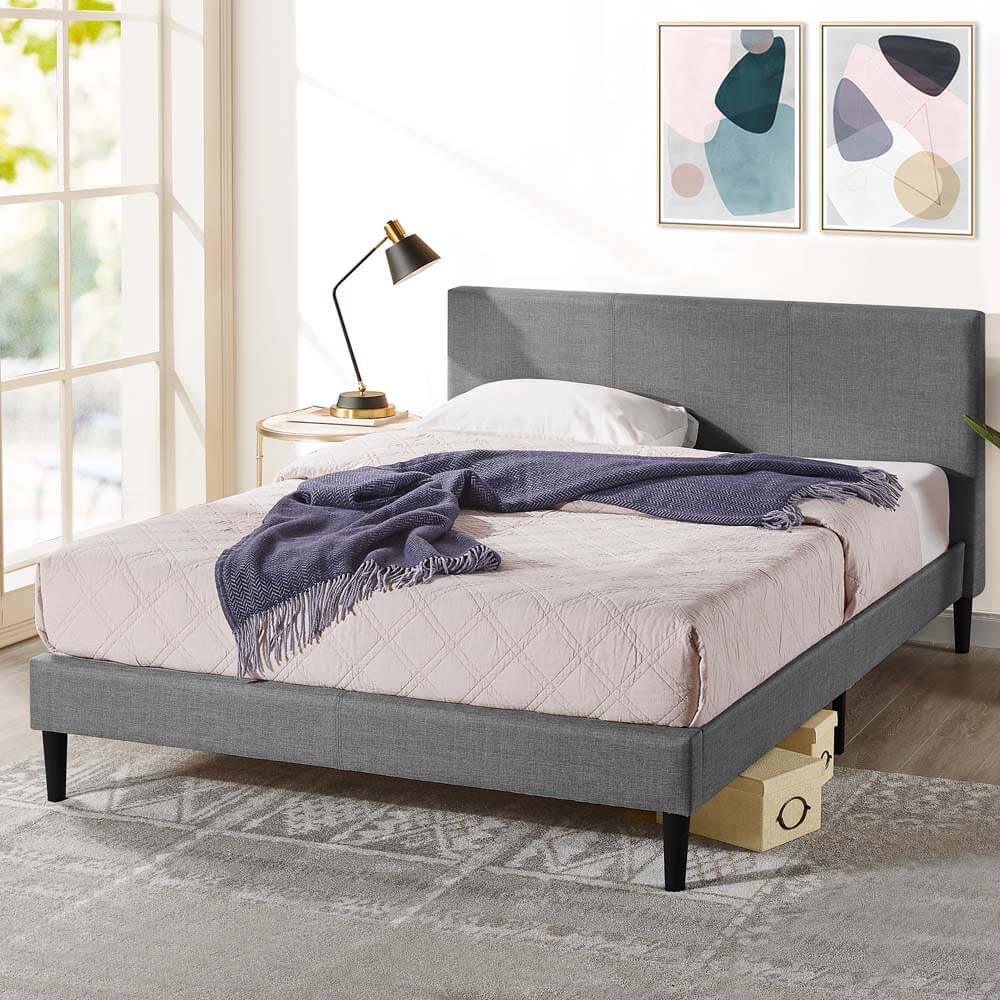 Olivia 30cm Upholstered King Bed Frame Dark Grey