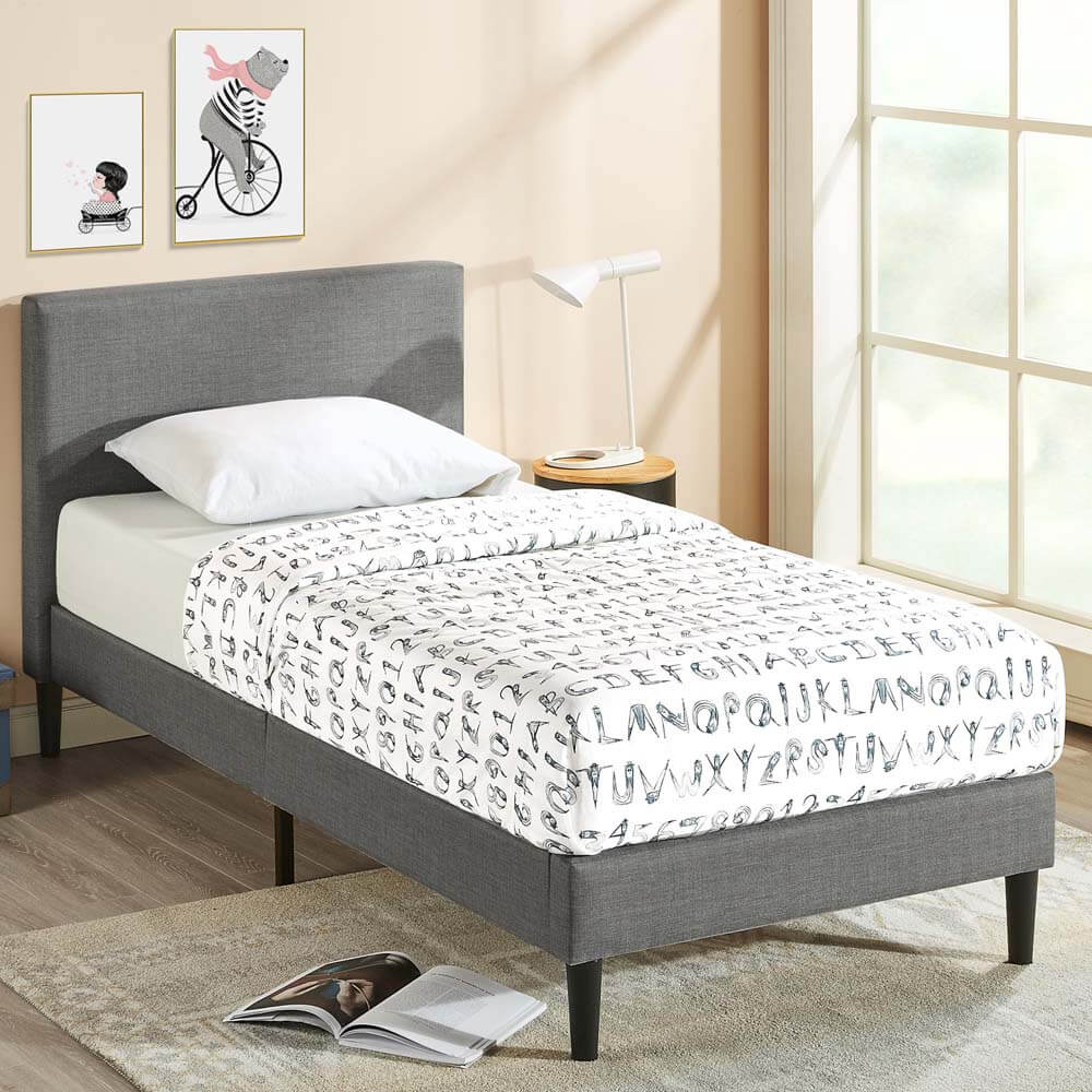 Olivia 30cm Upholstered Single Bed Frame Dark Grey