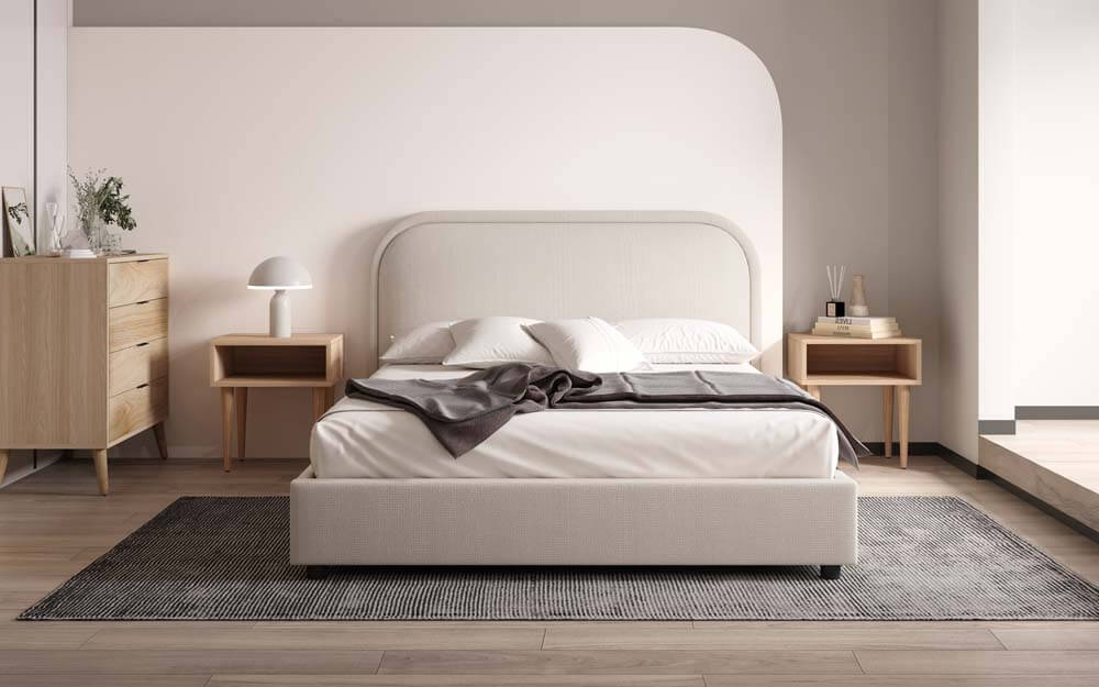 Lola Upholstered Queen Bed Frame Cream