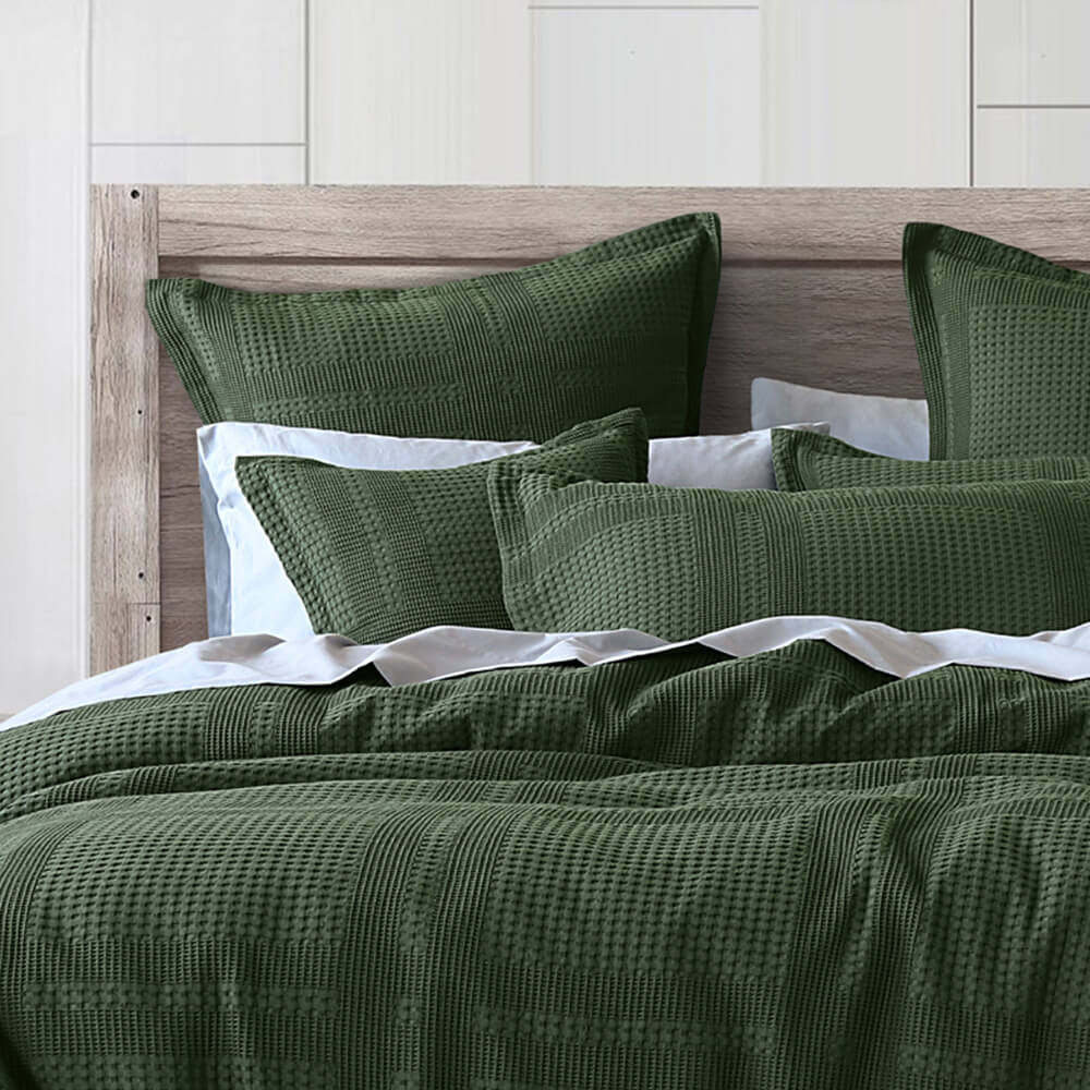 Sussex Queen Forest Green Quilt Cover Set