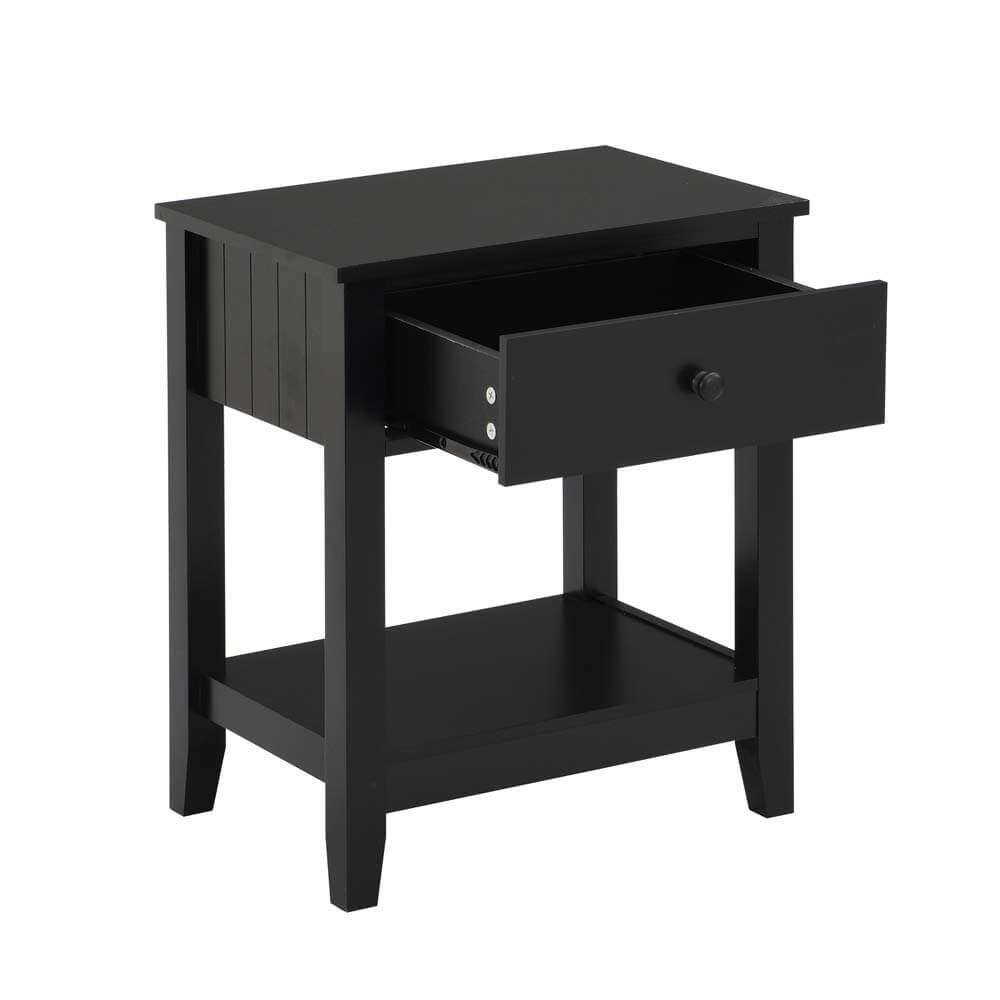 Aspen Bedside Table 1 Drawer Black