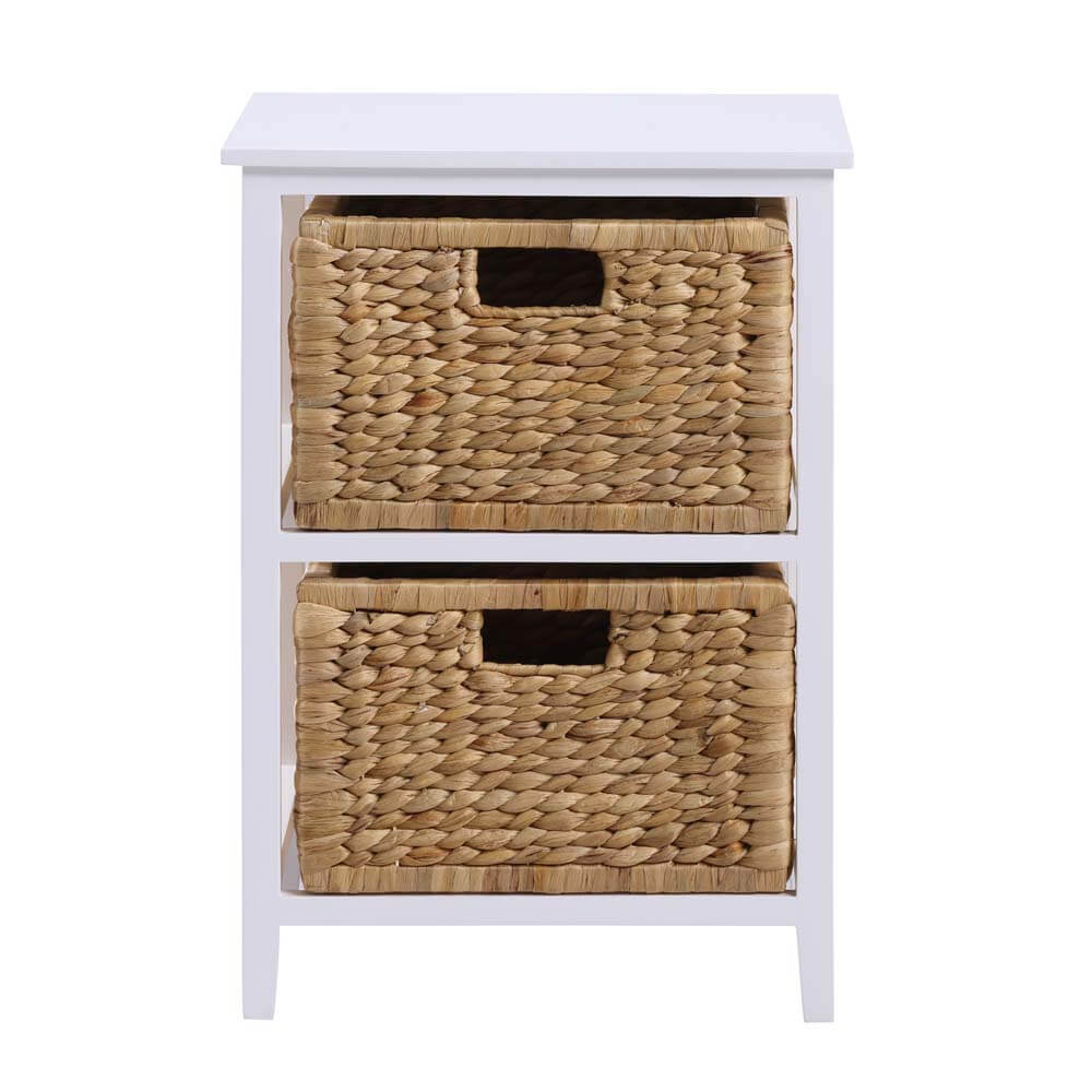 Mica Bedside Table 2 Baskets White