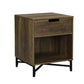 Austin Bedside Table 1 Drawer Industrial Side Table Nightstand woodgrain and black