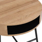 Alana Side Table Bedside Unit round oak woodgrain and black