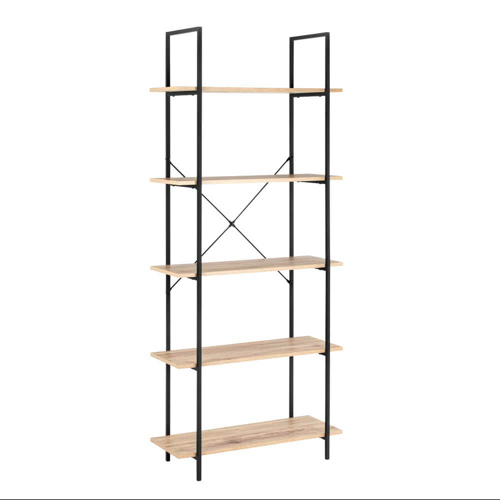 Hadley Bookshelf Display Cabinet 80cm 5 Tier Industrial Bookcase Storage Display Shelf